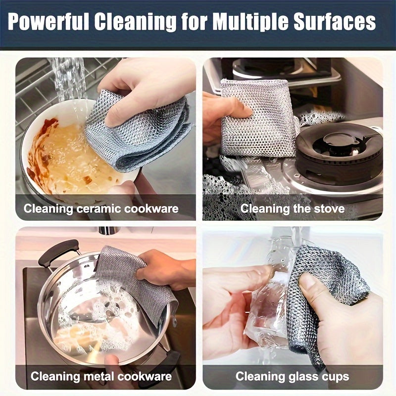 50-Pack Reusable Stainless Steel Kitchen Scrubber, Scratch-Resistant Knitted Cleaning Cloth for Dishes, Pots, and Pans