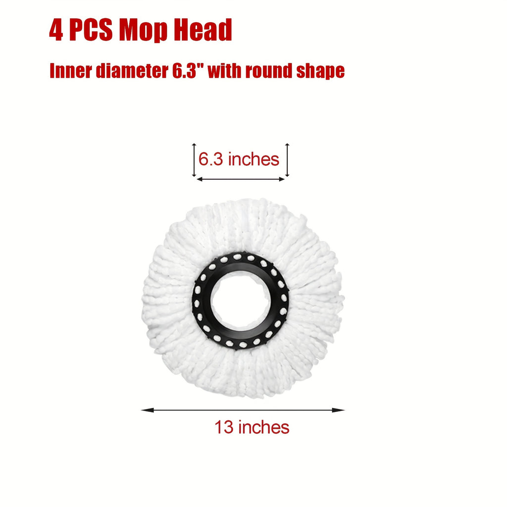 4/8 Pack Spin Mop Replacement Head 360° Microfiber Mops Refills Easy Cleaning Round Shape Standard Size