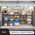 3 Plates/5 Plates And 5 Baskets Expandable Under Sink Organizers And Storage 2 Tier Cabinet Shelf Organizer with 5 Detachable Panels 5 Baskets for Under Kitchen Bathroom Sink Organizers And Storage