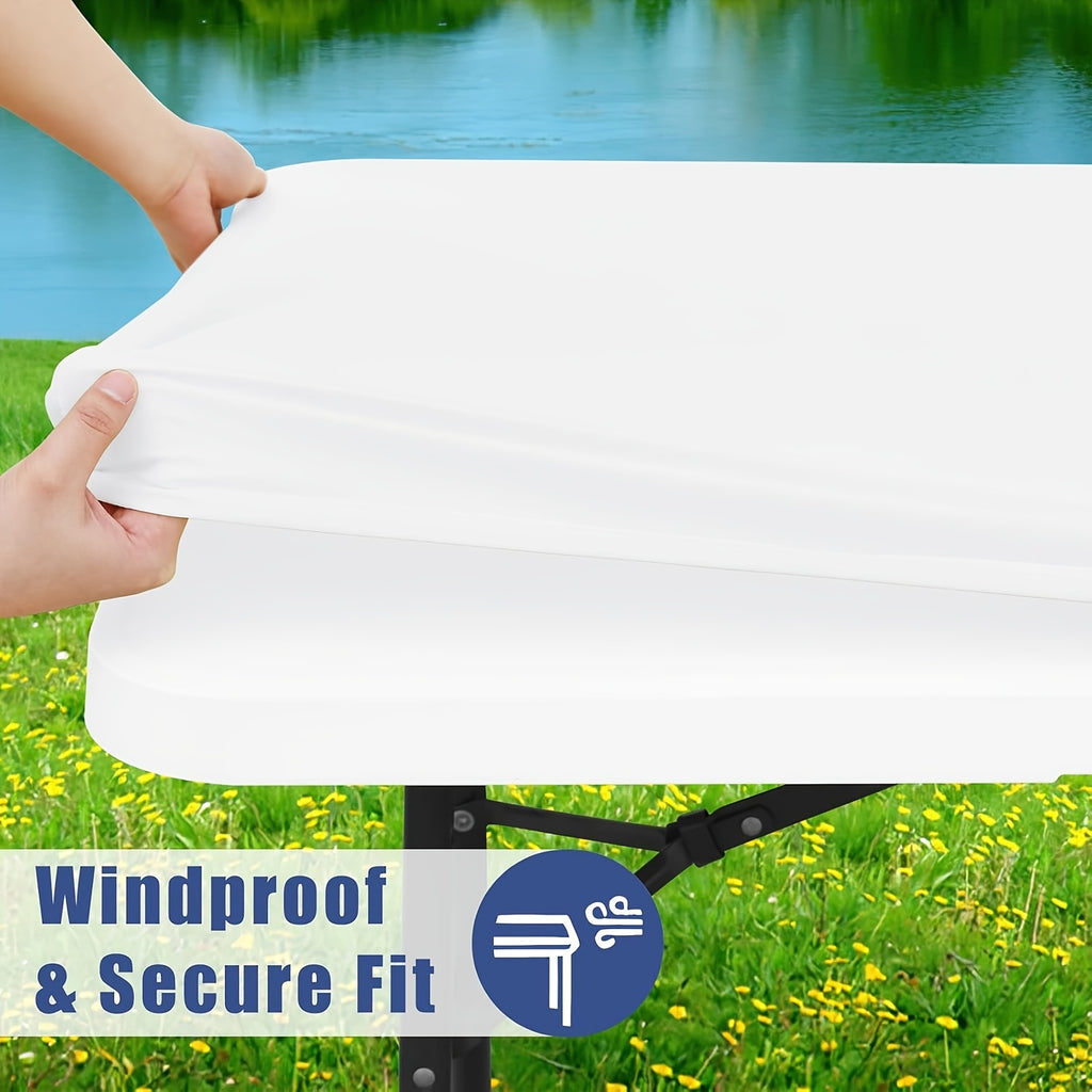 3/6/9/12pcs Stretchable Table Covers 6Ft Washable Elastic Polyester Rectangle Tablecloth Protector For Camping Indoor & Outdoor Parties Picnics Weddings Graduations Valentine'S Day Spandex Blend Easy To Clean