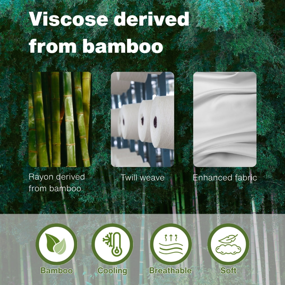4pcs Cooling Bamboo Bed Sheet Set, 2000 TC Extra Deep Pocket 16 Inch Bed Sheet, Luxury Soft Hotel And Cooling Sheet Set for Hot Sleepers, Wrinkle And Shrink Resistant, Fitted Sheet, Flat Sheet And Pillowcases, Twin/Full/Queen/King FAST DELIVERY
