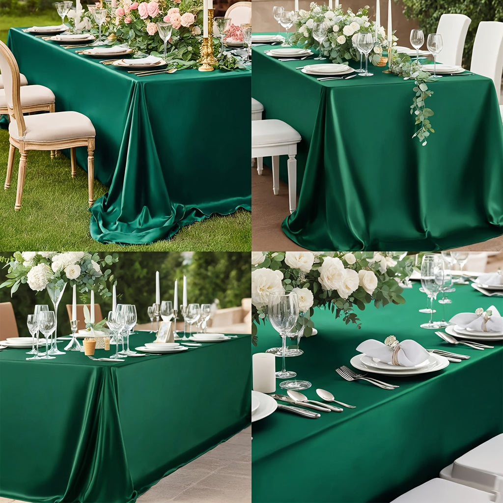 2pcs 57.09*101.97inch Rectangular Satin Tablecloth, Smooth Fabric Tabletop Decoration, Suitable for Wedding Banquet Table Decor, Banquet Table Decor, Birthday Party, and Outdoor Party Decorations