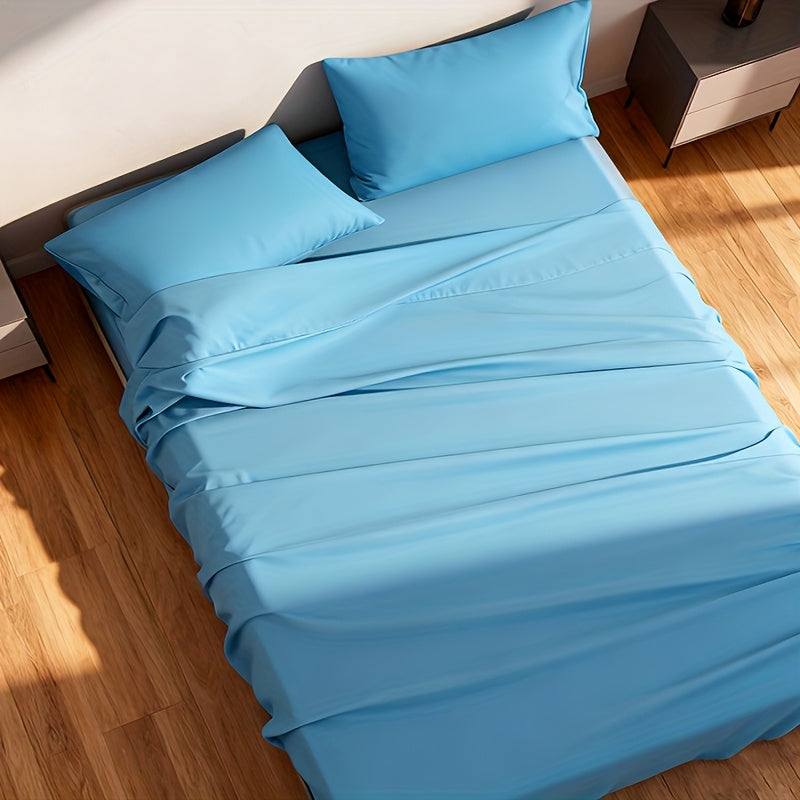 Thread Count: 500, 3pcs/4pcs 18 Inch Extra Deep Pocket Bed Sheets Sets, Fits Deep Mattress, Breathable & Premium Brushed Microfiber, Hotel Luxury Bed Sheet Set - Soft, Wrinkle Free & Comfy, Pillowcase, Bed Sheet, Fitted Sheet, Twin/ Full/ Queen/