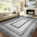 Luxury Crystal Velvet Rug - Heavy Duty 850gsm Bohemian Floral & Persian Pattern with Non-Slip Backing, Machine Washable 100% Polyester, for Living Room, Bedroom, Entryway - Grey & Black Marble Effect | Bohemian Style Rug for High Traffic Areas.