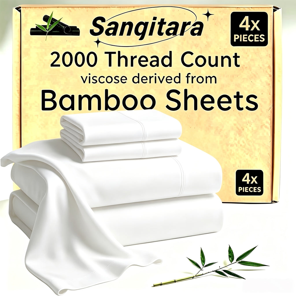 Cooling Bed Sheet Sets - Luxurious & Ultra-Soft King Queen Full Twin Size Cooling Sheets for Hot Sleepers - Comfortable & Cool, Bamboo Blend Sheets King Size/Deep Pockets (Grey)-Home Christmas Decorations
