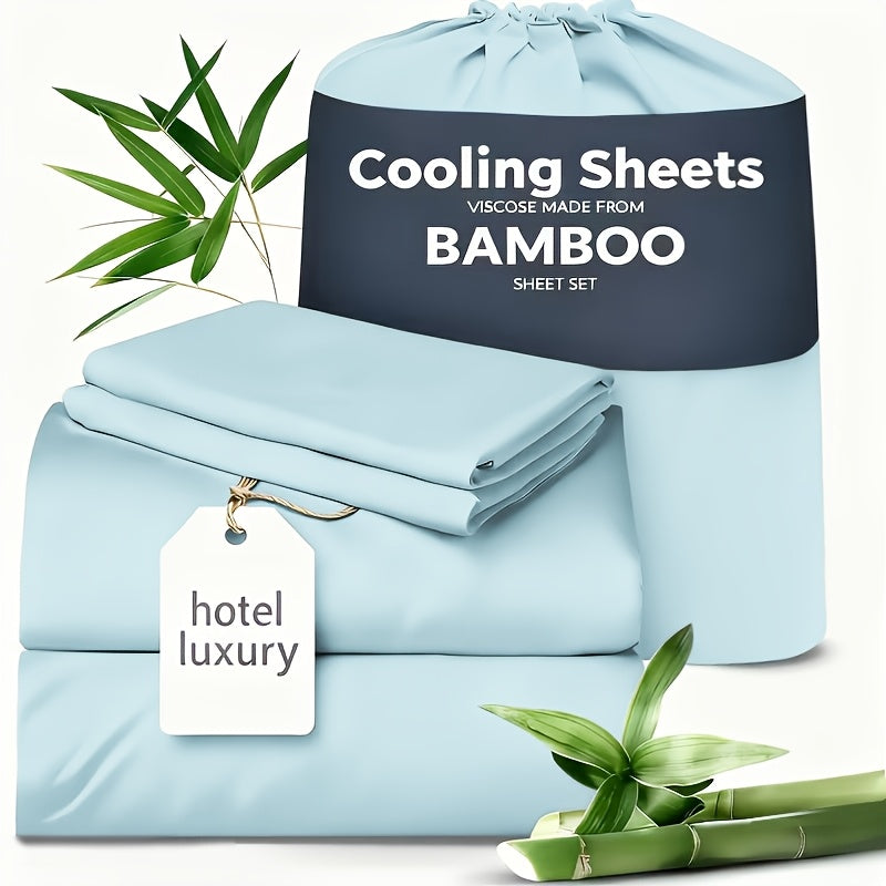Cooling Sheets for Hot Sleepers Bamboo Bed Sheets Set 4 Pcs 1660TC Ultra Soft Deep Pocket Fitted Sheet & Pillowcases Twin Full Queen King Multiple Colors