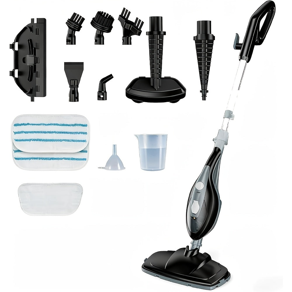 10-in-1 Steam Mop, 1300W Detachable Handheld Floor Cleaning Steam Machine, 16-Foot Power Cord, 2 Washable Mop Pads, Multi-Surface Steam Cleaner Suitable for Hardwood Floors, Tile, Laminate, and Carpets