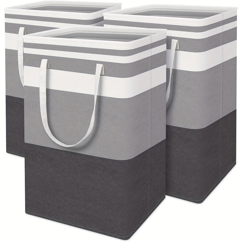 3pcs Laundry Basket, Freestanding Laundry Hamper, Collapsible Tall Clothes Hamper with Easy Carry Handles for Clothes, Towels in the Family and Dorm, Laundry Baskets