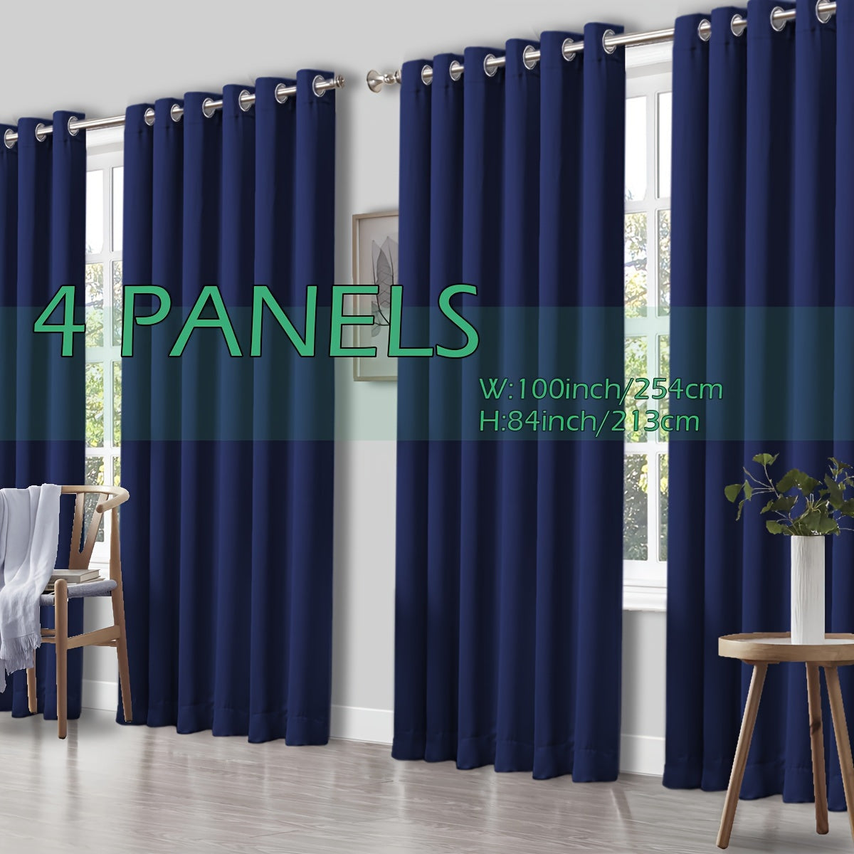 4 Panels Thermal Insulated Blackout Curtains - Triple Weave Thermal Insulation & Light Blocking, Solid Grommet Top, Polyester/ Linen-like Fabric, Deep Red for Bedroom, Living Room, Office - Window Drapes for Complete Darkness & Comf
