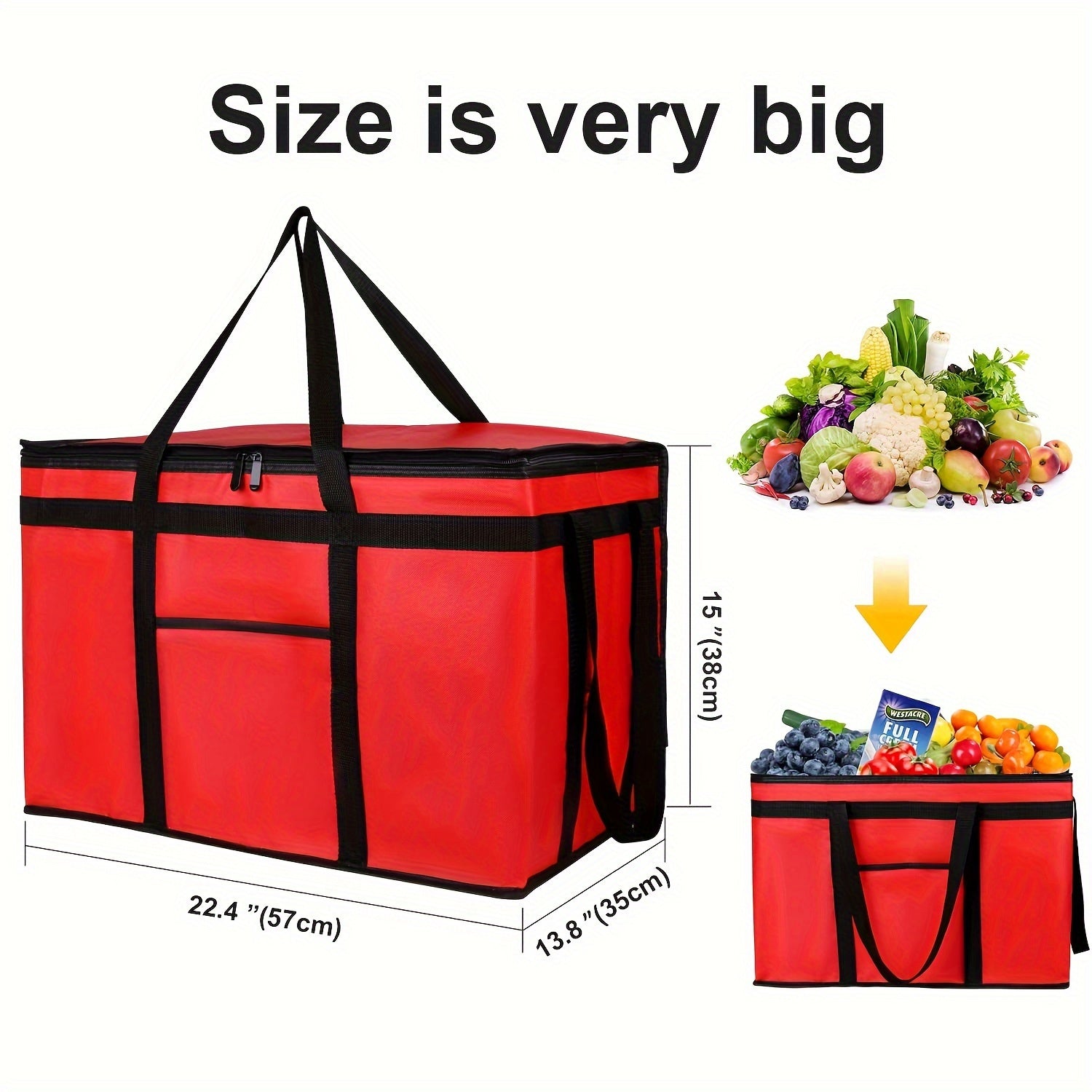 1pc Insulated Food Delivery Bag for Pizza Delivery, Grocery- Cooler Bag, Food Warmers for Parties, Catering Supplies for Doordash, Thermal Bags for Cold And Hot Food Carrier