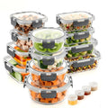 24pcs（12 containers+12 lids）Glass Food Containers with Lids, Meal Prep, Food Storage Kitchen Lunch Containers, Leak-proof, Sealed Glass Lunch Bento Boxes, Suitable for Microwave, Oven, Refrigerator, And Dishwasher, Grey
