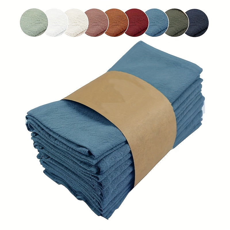 6/12pcs Easy Solid Color Pleated Texture Cloth Napkins | Suitable for Wedding Party Banquet Restaurant Kitchen, Square Shape, Red, Woven, Washable, Abrasion Resistant