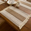 4pcs Bohemian Style Placemats with Tassels - Light Luxury Table Runner, Nordic Style Table Decoration Mat, Coffee Table Mat, Home Bowl and Plate Mat for Home Decoration, Party Dinner Festiva