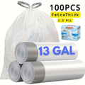 100/200-Pack/ 4/8 Rolls Heavy Duty 13 Gal Drawstring Trash Bags - Leak-Proof Commercial-Grade Garbage Liners for Restaurants, Offices & High-Traffic Areas - Extra Thick Tear-Resistant Design