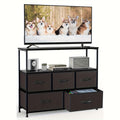 5-Drawer Cabinet Tower, Father'S Day Gift, TV Stand for Bedroom, TV Dresser for 45 Inches, Media Console Table, Entertainment Center with 5 Fabric Drawers Cabinet And Open Storage Shelf Other (Furniture) Cabinet for Living Room, Hallway