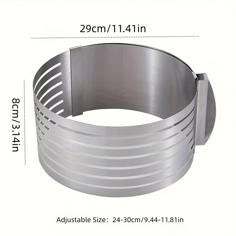 Adjustable Stainless Steel Cake Slicing Tool, 7-Level Height Adjuster, Ensures Perfectly Even Slices, Professional Baking Equipment, Suitable for Cakes, Desserts, and DIY Home Bakers