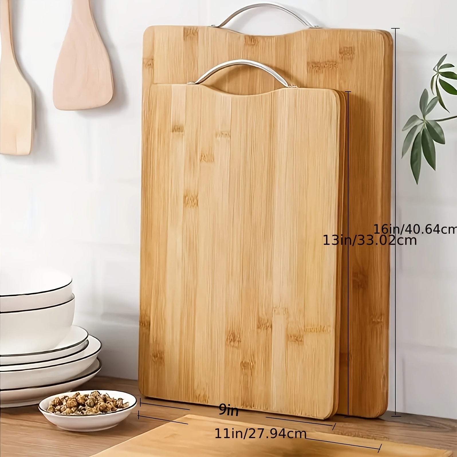 1pc 11.02x15.75inch Bamboo Cutting Board, Large Natural Wooden Chopping Board Kitchen Meat Vegetable Prep Board