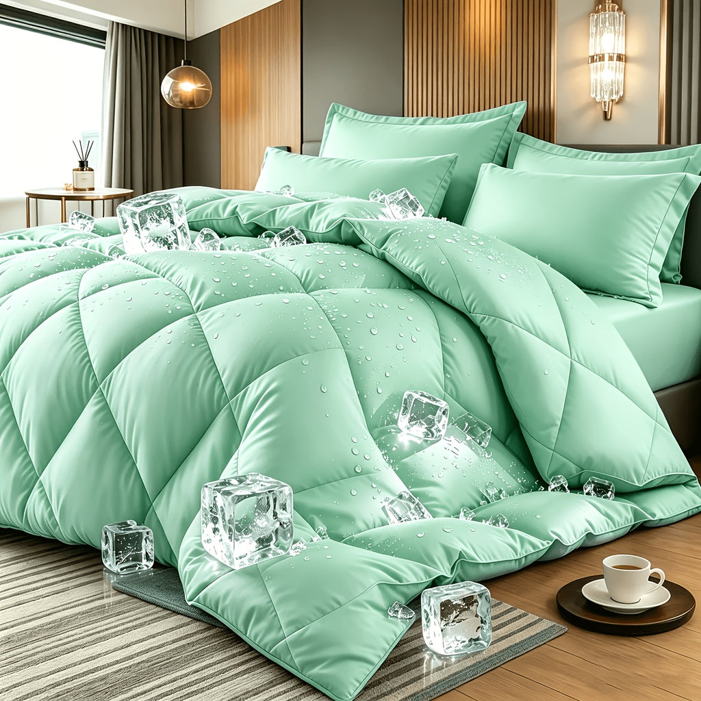 Two/Three Pcs Solid Color Large And Extra-Large Bed Sheet Sets Soft Comfortable And Fiber Filled Lightweight Fabric Breathable Quilt Easy to Take Care of Equipped with Quilt And Pillowcases 1 Quilt, 1/2 Pillowcases, for Bedroom, Random Color