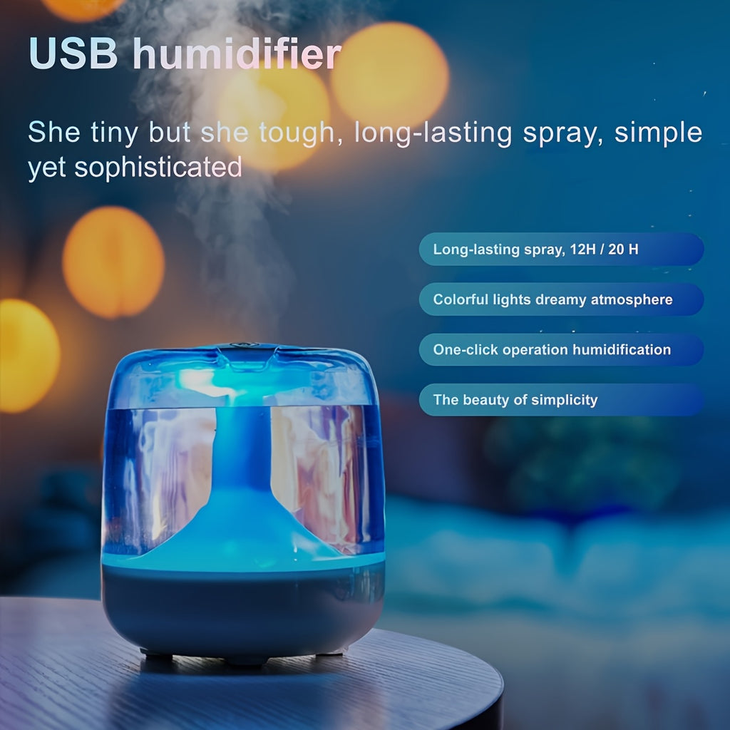 USB Powered Silent Home Humidifier with Seven Color Night Lights - Double Haze, Visible Water Level, 26dB Noise, Long-lasting 24-hour Run - Ideal for Living Room, Bedroom, Office - Perfect Birthday or Christmas Gift, Humidification, More