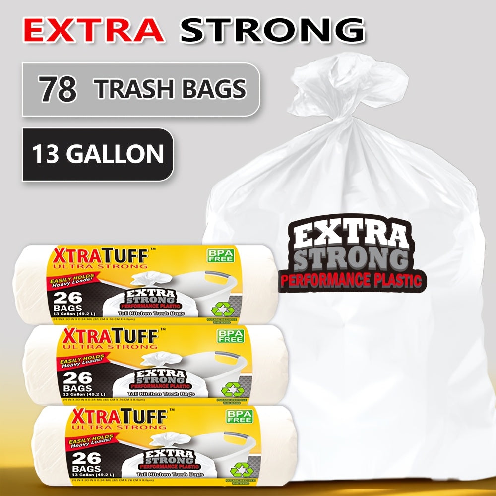 150/78/33 Bags 13 Gallon Capacity Trash Bags, Boxed Disposable Non Tear Garbage Bag Puncture Tear Resistant, ODOR ELIMINATORTECHNOLOGY Kitchen Drawstring Garbage Bags Fresh Clean Scent with Lemon Mint Scent, EASY to USEDRAWSTRINGS MORE DURABLE