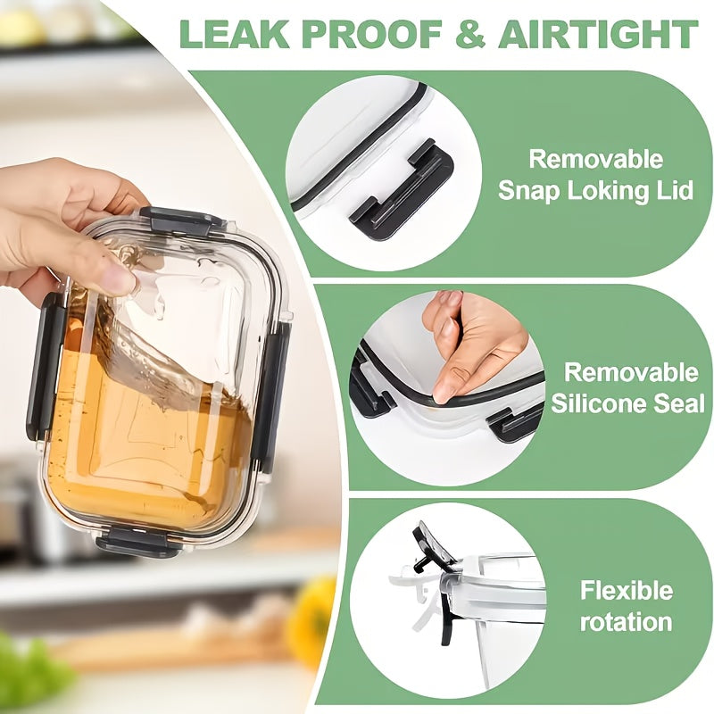 24pcs Set of Glass Food Storage Containers with Lids (12 Containers And 12 Lids), for Meal Preparation, Pantry, Kitchen, And Lunch Storage. Leak-Proof, Airtight Glass Lunch Boxes, Microwave, Oven, Refrigerator, And Dishwasher Safe