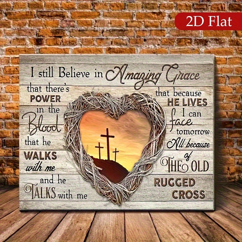 2D Flat, 1pc Wood Framed Canvas, Sunset Painting, God Landscape Canvas, Into The Arms Of Jesus, Gift for Christian, Ready to Hang