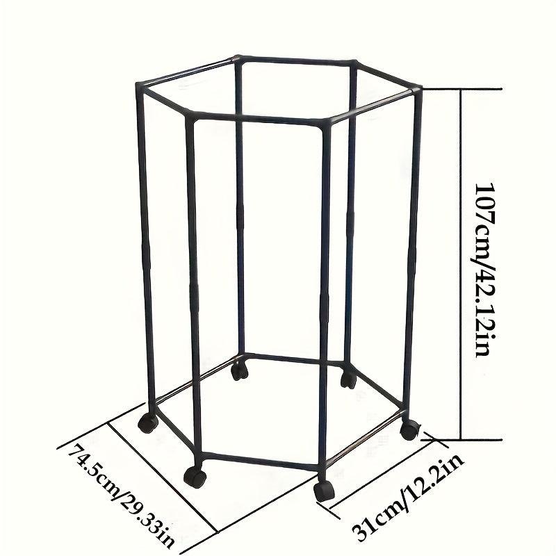 Hexagonal Rotary Clothes Rack, Self-Standing Vertical Clothing Hanging Rack, Suitable for Laundry And Household Storage Space Saving (Black/White), Easy Storage Device, Durable Structure, High-Quality Materials, Small Apartment Living, Convenient