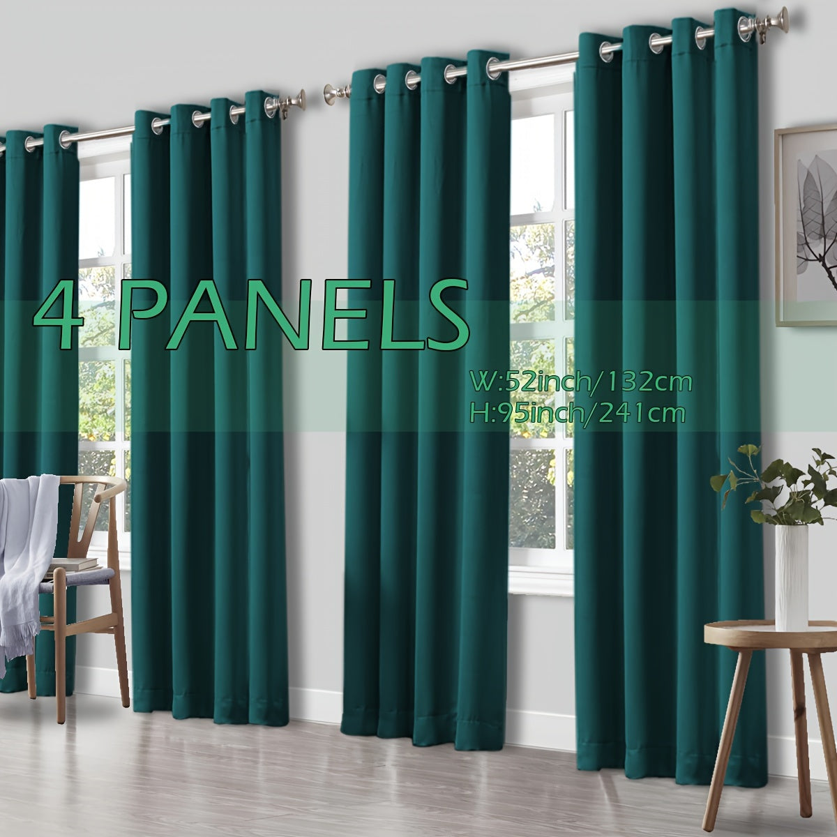 4 Panels Thermal Insulated Blackout Curtains - Triple Weave Thermal Insulation & Light Blocking, Solid Grommet Top, Polyester/ Linen-like Fabric, Deep Red for Bedroom, Living Room, Office - Window Drapes for Complete Darkness & Comf