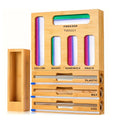 1pc 9 IN 1 Storage Bag Organizer for Kitchen Drawer, Bamboo Foil And Plastic Wrap with Cutter, Organizers Compatible Gallon, Quart, Sandwich Snack Size