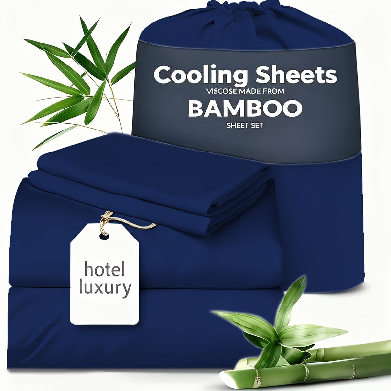Cooling Sheets for Hot Sleepers Bamboo Bed Sheets Set 4 Pcs 1660TC Ultra Soft Deep Pocket Fitted Sheet & Pillowcases Twin Full Queen King Multiple Colors