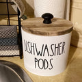 1pc Bohemian Black and White Wooden Dishwasher Laundry Ball Rack - Space Saving Round Storage Container for Kitchen and Bathroom, Multi-Purpose Laundry Ball, Detergent and Laundry Supply Organizer, Ideal Farmhouse Decor Gift, Storage Boxes