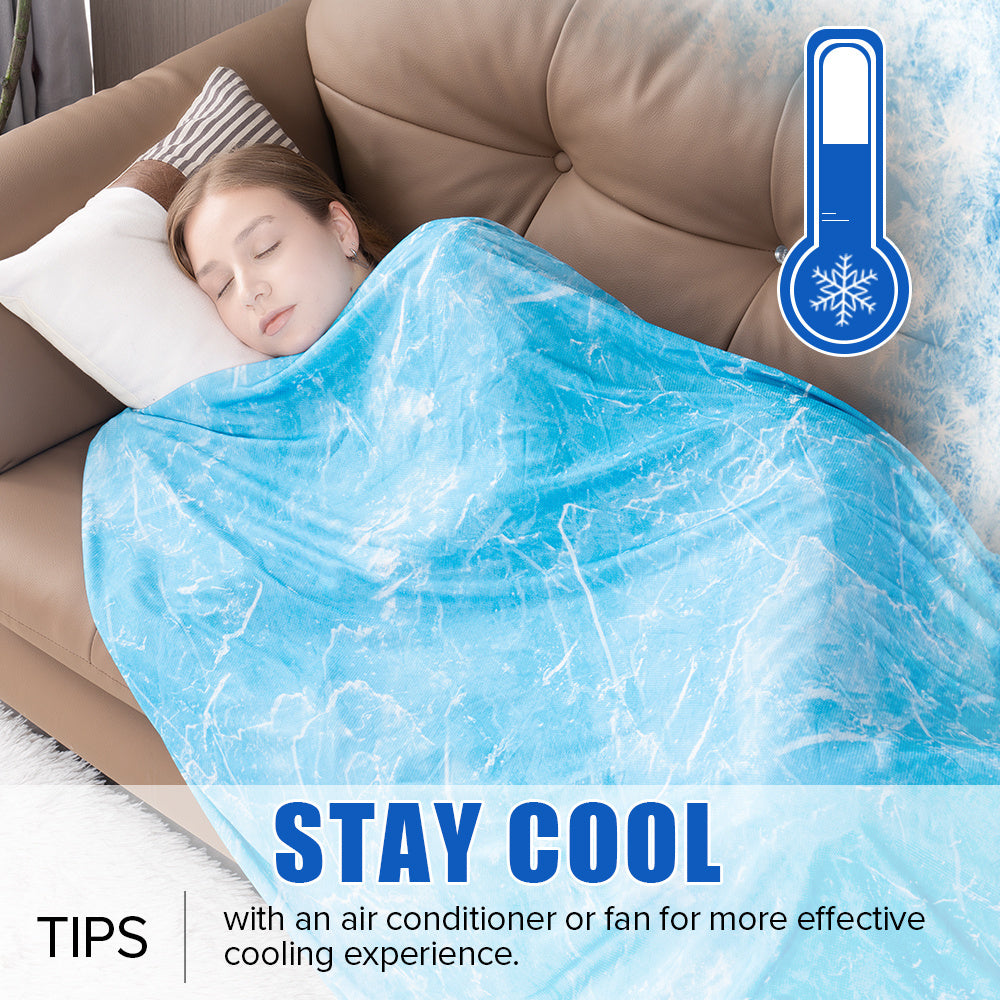 Premium Double Layer Cooling Blanket for Hot Sleepers, Soft Cool Touch Summer Blanket, Lightweight Breathable Cooling Throw for Bed, Couch, Sofa, RV Travel & Warm Nights
