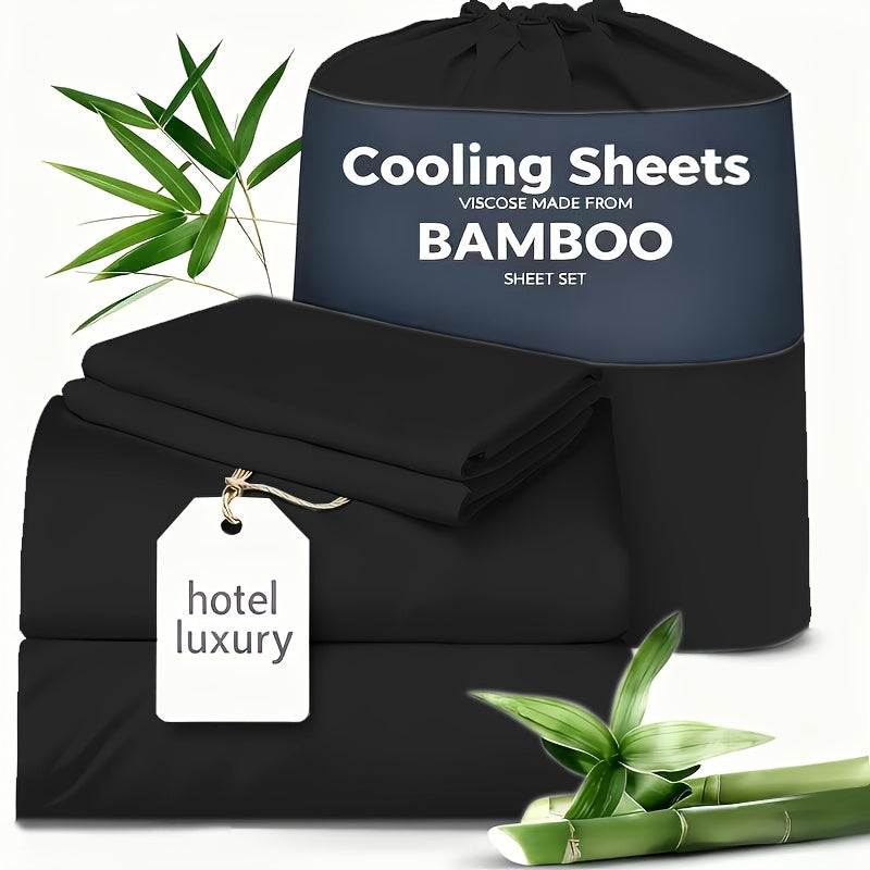 Cooling Sheets for Hot Sleepers Bamboo Bed Sheets Set 4 Pcs 1660TC Ultra Soft Deep Pocket Fitted Sheet & Pillowcases Twin Full Queen King Multiple Colors