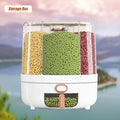 Rotating for rice Bucket | 6-Grid Cereal Dispenser, Large Capacity for rice Bucket | Airtight Dispenser with a Transparent Window, Features Moisture-Proof And Insect-Proof Design, Suitable for Rice, Cereals