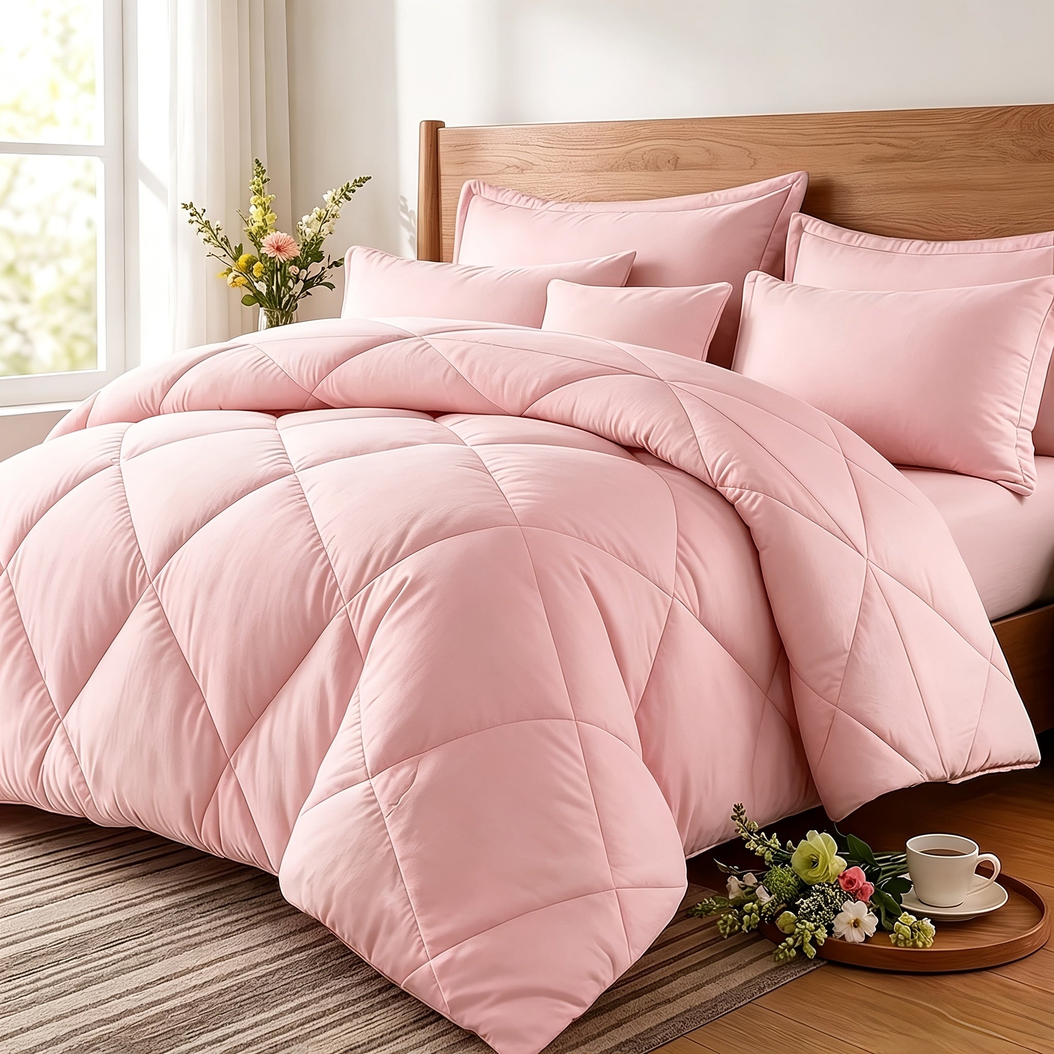 Two/Three Pcs Solid Color Large And Extra-Large Bed Sheet Sets Soft Comfortable And Fiber Filled Lightweight Fabric Breathable Quilt Easy to Take Care of Equipped with Quilt And Pillowcases 1 Quilt, 1/2 Pillowcases, for Bedroom, Random Color