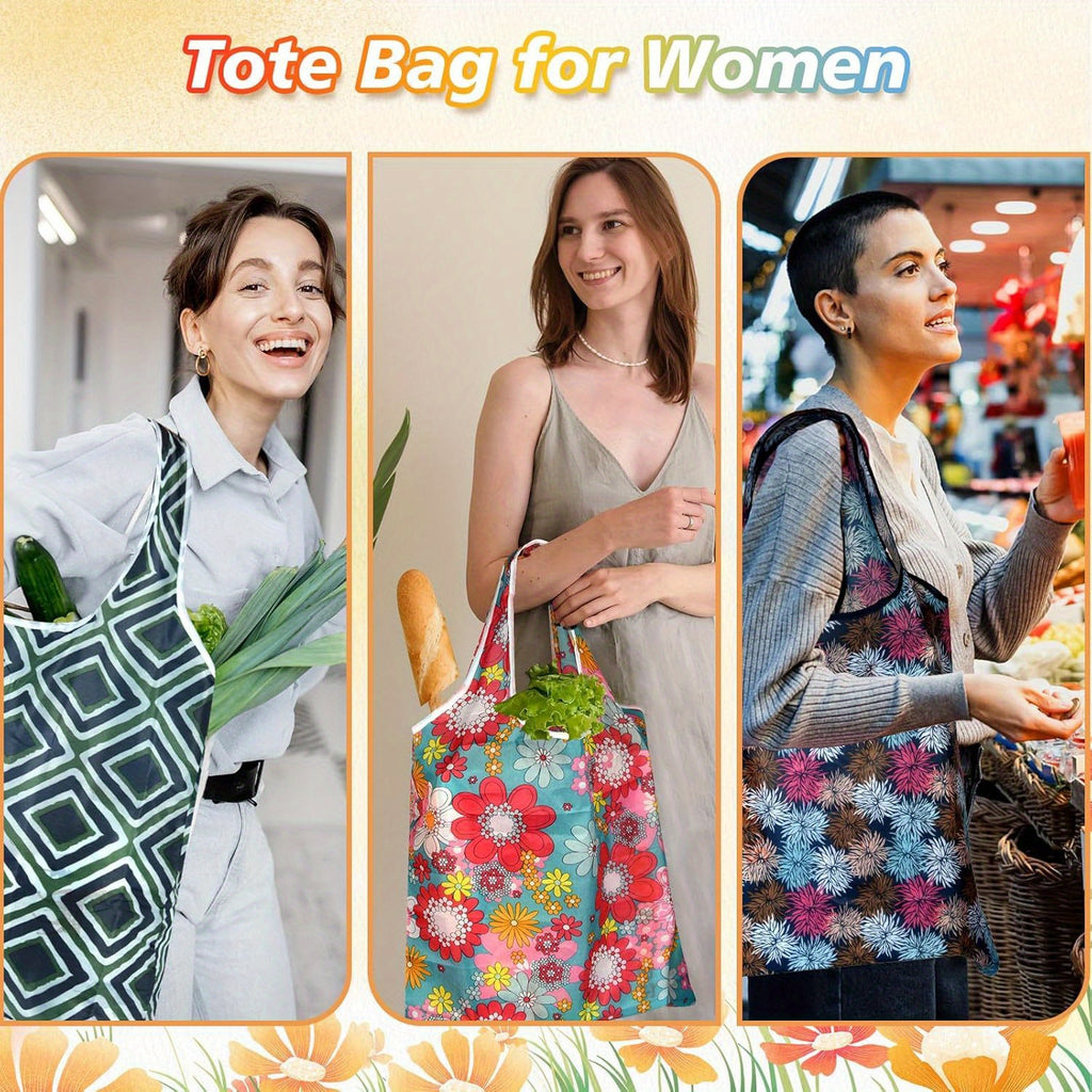 18/36pcs Reusable Grocery Bags - Foldable, Cute Tote Bags - Waterproof Nylon36