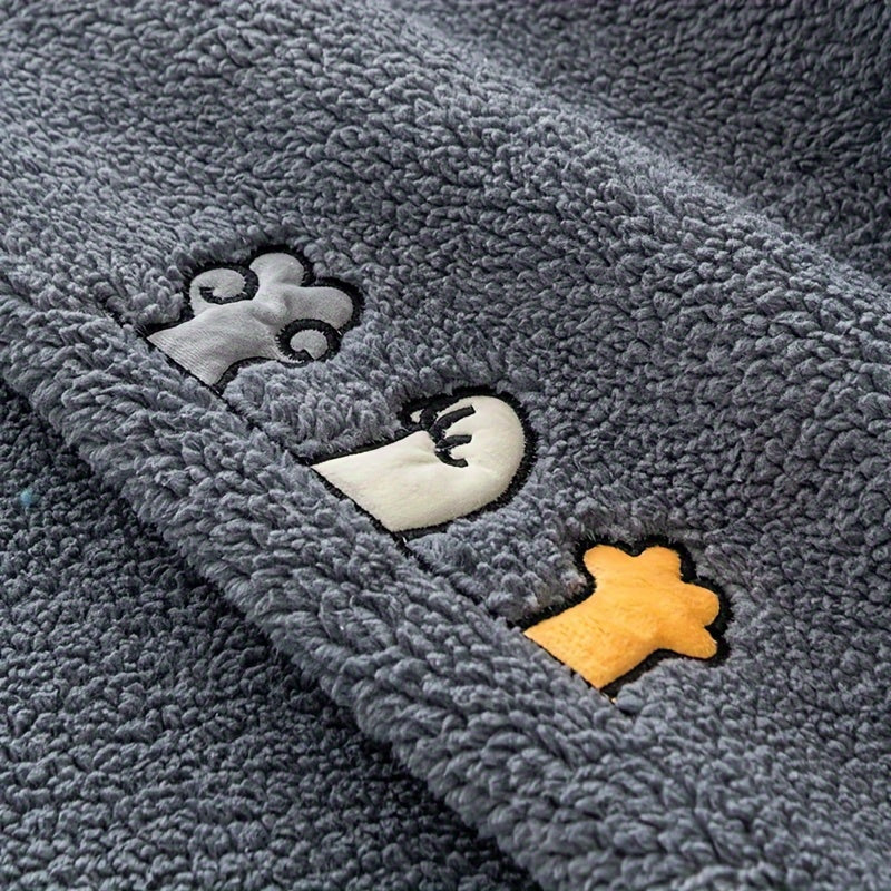 1pc Plush Thick Shearling Sofa Cover with Cute Animal & Bone Embroidery - Pet-Friendly, Non-Slip Couch Protector for All Sofa Sizes from Single to Four-Seater - Soft, Warm Decor for Living Room, Bedroom, Office, Sofa Covers for Living Room