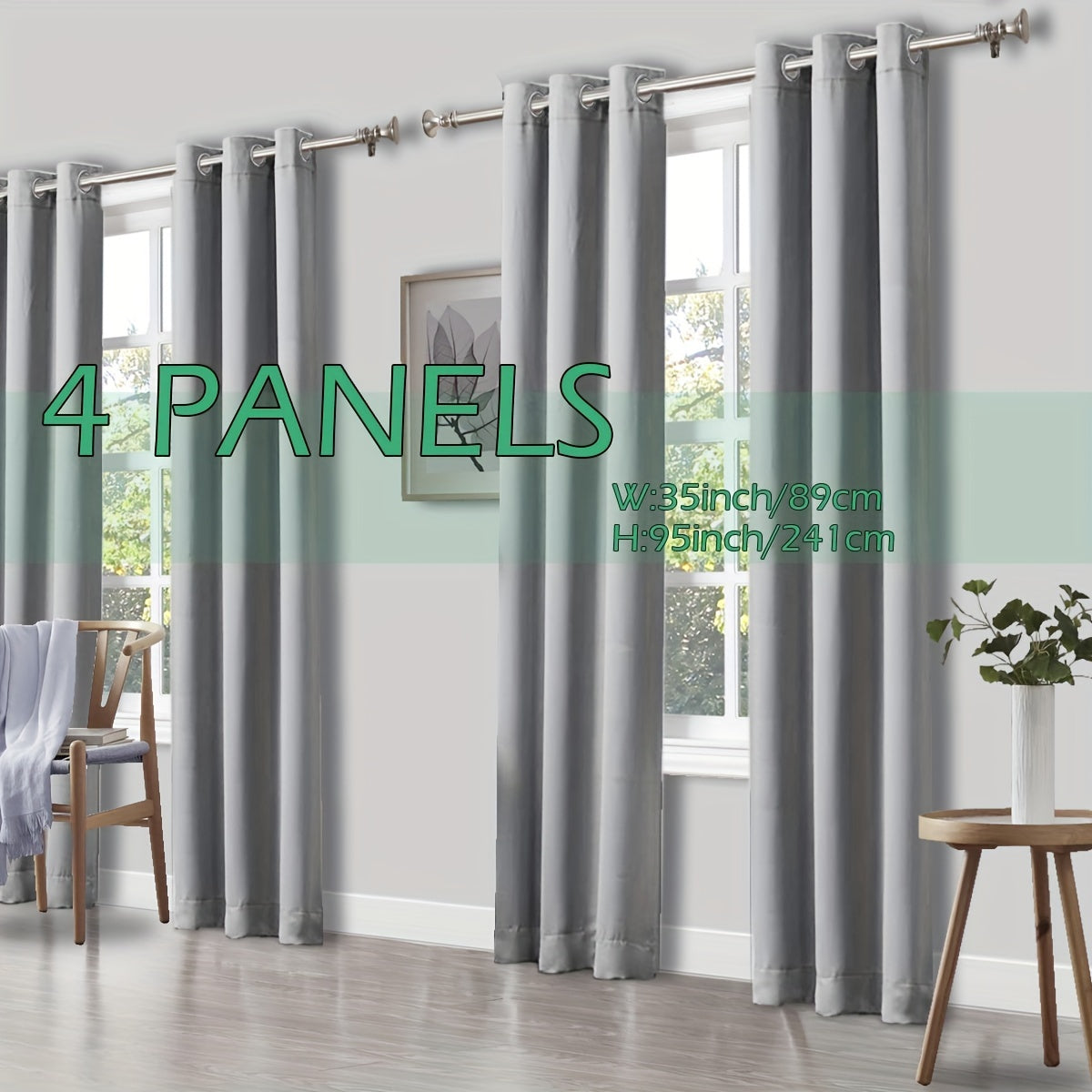 4 Panels Thermal Insulated Blackout Curtains - Triple Weave Thermal Insulation & Light Blocking, Solid Grommet Top, Polyester/ Linen-like Fabric, Deep Red for Bedroom, Living Room, Office - Window Drapes for Complete Darkness & Comf