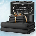 Extra Deep Pocket Bamboo Sheets - 4/6pcs Breathable & Cooling Bamboo Bed Sheet Set, Hotel Luxury Fitted Sheet Set, Soft Wrinkle-Free for Extra Deep Mattresses, Room Decor, Twin/Full/Queen/King Size Sheet & Pillowcase Sets