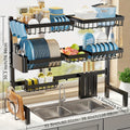 Black Friday Christmas Special! 3-Tier Over Sink Dish Drying Rack - Adjustable Expandable Kitchen Organizer with Baskets, Carbon Steel & Plastic, Black | Space-Saving Drainer | Escurridor De Platos