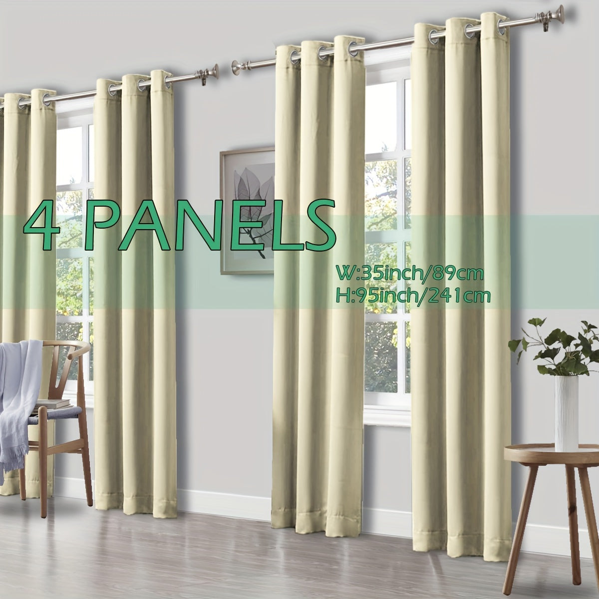 4 Panels Thermal Insulated Blackout Curtains - Triple Weave Thermal Insulation & Light Blocking, Solid Grommet Top, Polyester/ Linen-like Fabric, Deep Red for Bedroom, Living Room, Office - Window Drapes for Complete Darkness & Comf