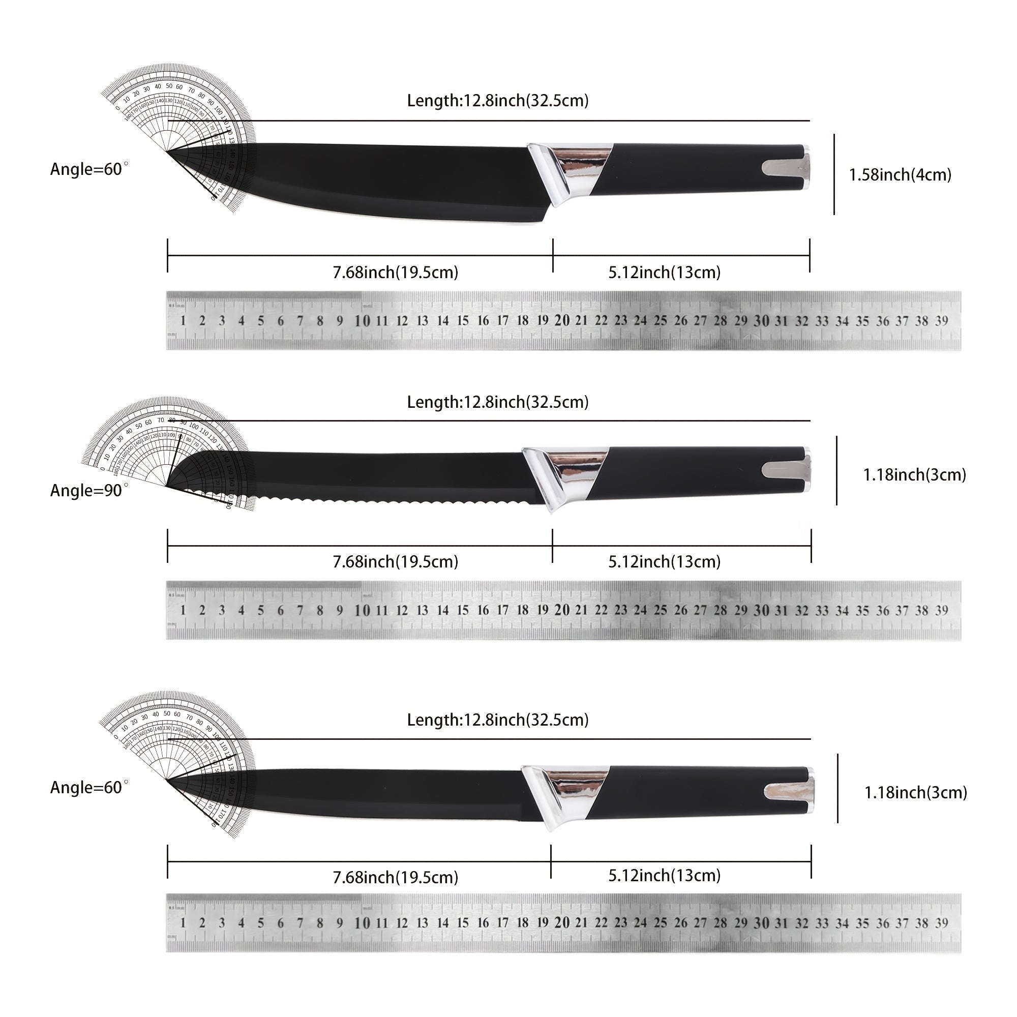13pcs All-in-One Kitchen Knife Set with Holder - Includes 6 Steak Knives, Chef Knife, Bread Knife & Scissors - Perfect Housewarming Gift for New Home - Sharp & Durable Cooking Tools