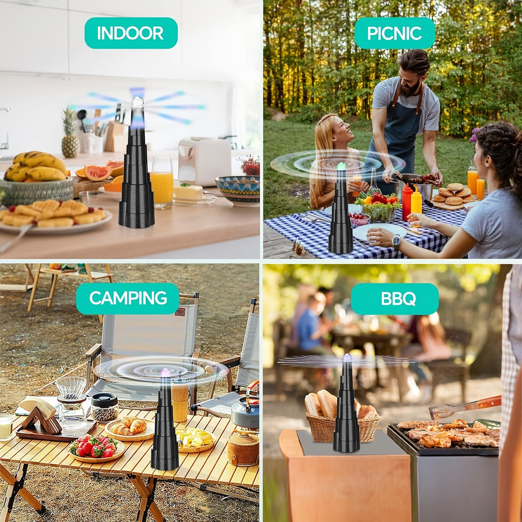 Table Fly Fans, Outdoor Table Fly Fan, Indoor And Outdoor Fly Repellent to Keep Flies Away, Portable Tabletop Fly Spinner for Home Gatherings And Picnics (Set Of 4), For Outdoor Camping Road Trips