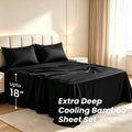 Ultra Thick 2200TC Cooling Bamboo Fiber bedding, 18-Inch Deep Pocket, Shrink & Fade Resistant, Ultra Soft, Breathable, Smooth & Cozy. Ideal Cooling Sheets for Sound Sleep Lovers, All-Season Usable & Easy-Care Bedding Gifts, Machine Washable