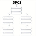 5-Piece Set Non-Slip 5-Layer Closet Pants Storage Rack - Space Saving Hanger for Clothes, Pants, Scarf, Tie - Sturdy and Durable Closet Organizer for Laundry Rooms
