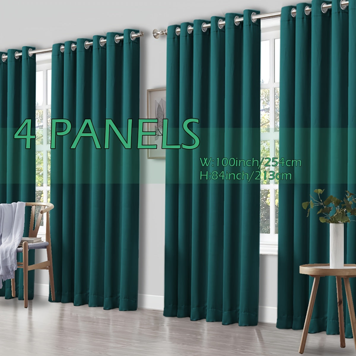 4 Panels Thermal Insulated Blackout Curtains - Triple Weave Thermal Insulation & Light Blocking, Solid Grommet Top, Polyester/ Linen-like Fabric, Deep Red for Bedroom, Living Room, Office - Window Drapes for Complete Darkness & Comf
