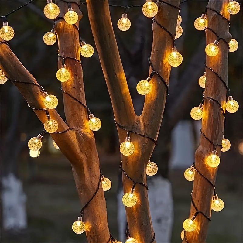 100/200pcs Solar Outdoor Crystal Ball String Lights, Warm White Light, IP44 Waterproof, 800mAh Battery Capacity, Create A Romantic Atmosphere. Suitable For All Seasons, Ideal For Decorating Yards, Balconies, Gardens, Camping, Parties And More.
