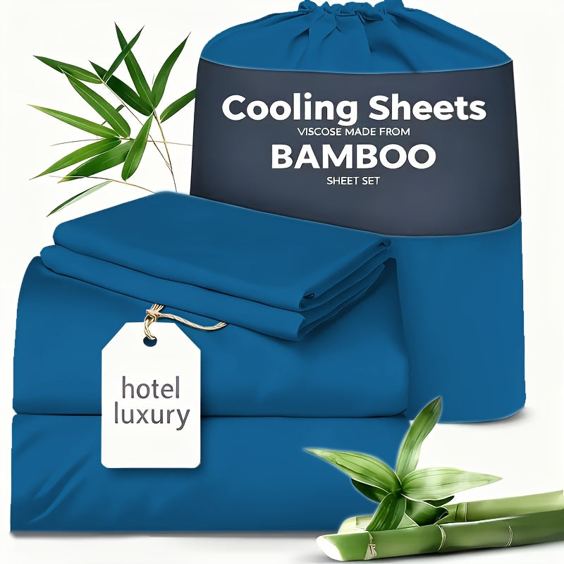 Cooling Sheets for Hot Sleepers Bamboo Bed Sheets Set 4 Pcs 1660TC Ultra Soft Deep Pocket Fitted Sheet & Pillowcases Twin Full Queen King Multiple Colors