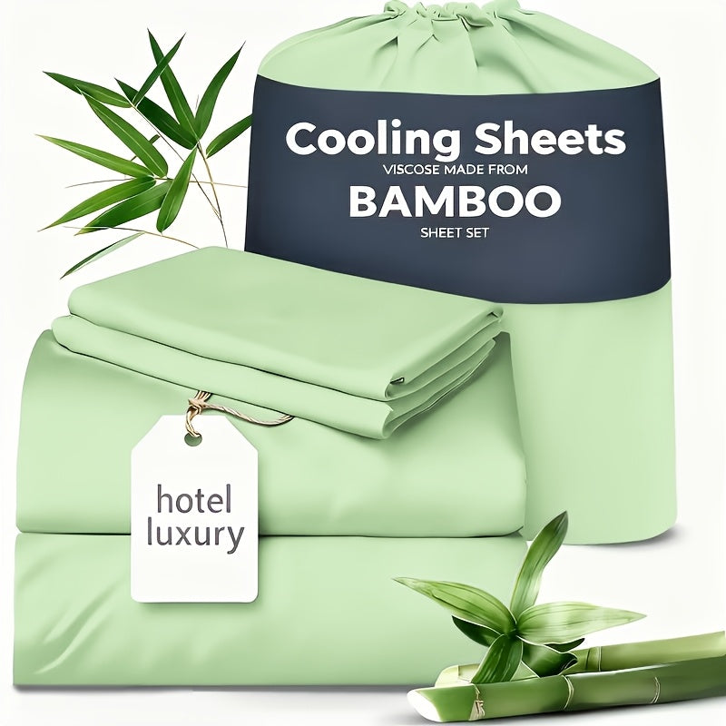Cooling Sheets for Hot Sleepers Bamboo Bed Sheets Set 4 Pcs 1660TC Ultra Soft Deep Pocket Fitted Sheet & Pillowcases Twin Full Queen King Multiple Colors