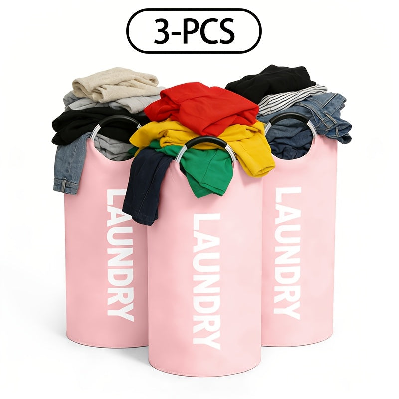 3pcs/4pcs Large Oxford Cloth Dirty Clothes Basket Foldable with Handle Laundry Basket Suitable for Student Dormitories, Laundry Rooms, Living Rooms, Bedrooms, Bathrooms, Independent Storage Bags, Laundry Baskets
